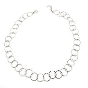 Designer 925 Sterling Silver Hammered Texture Disc Necklace 23"